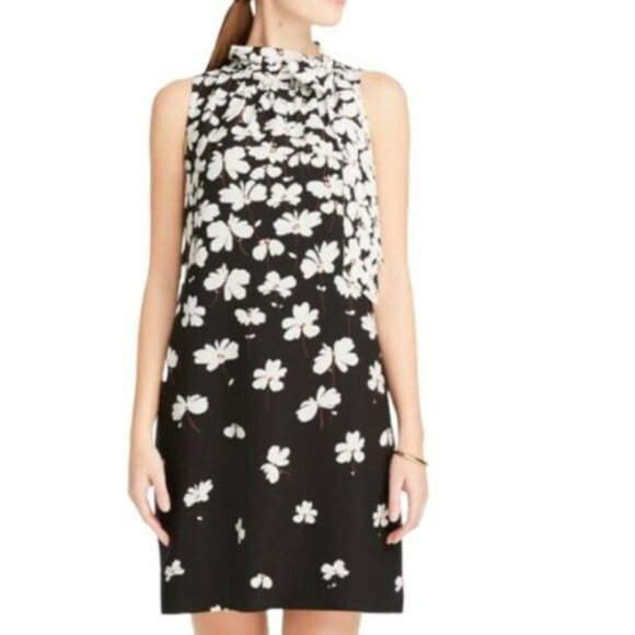 Ann Taylor Dresses & Skirts - Ann Taylor Sheer Floral Shift Dress Scarf Tie Neck